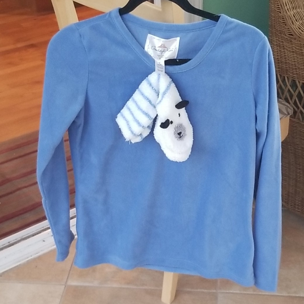 Cornflower blue fleece top with socks small
